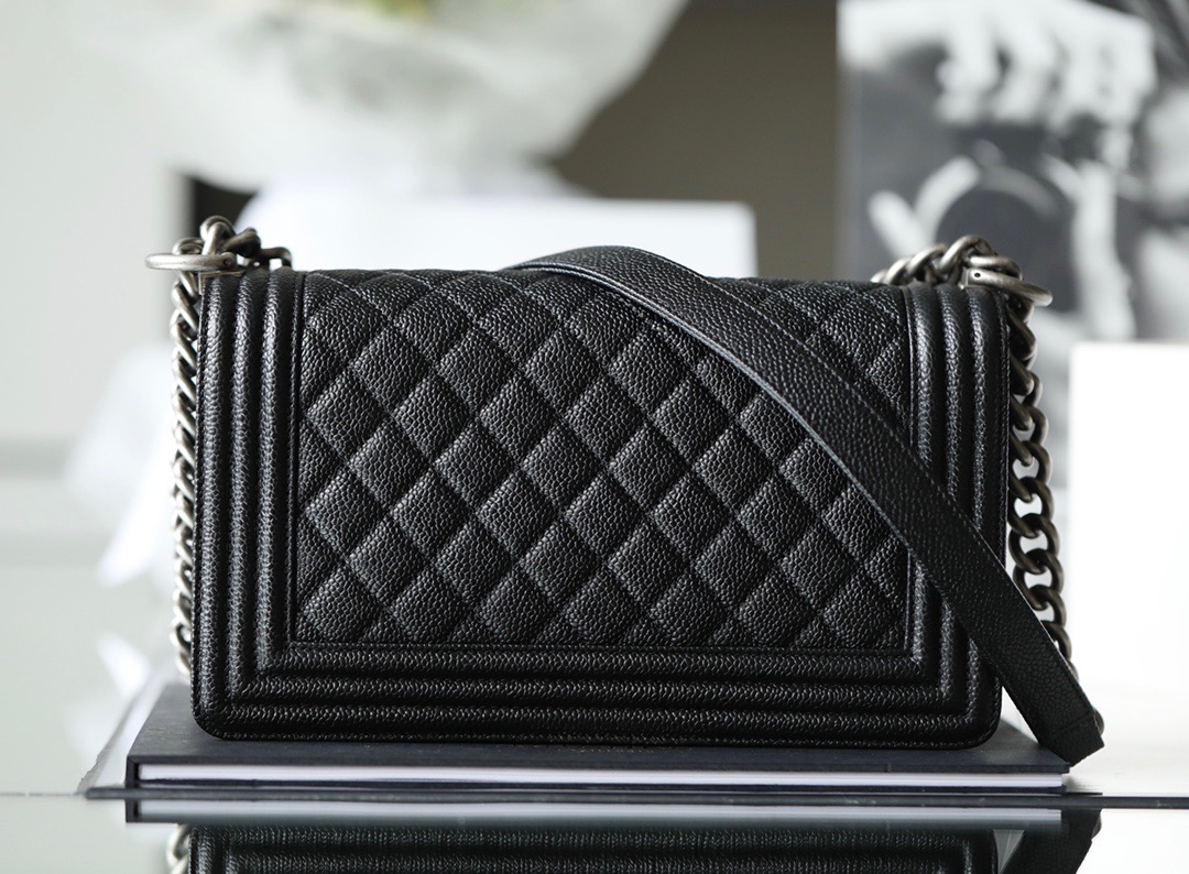 Ch**el Boy Sliver Hardware Caviar Cow Leather