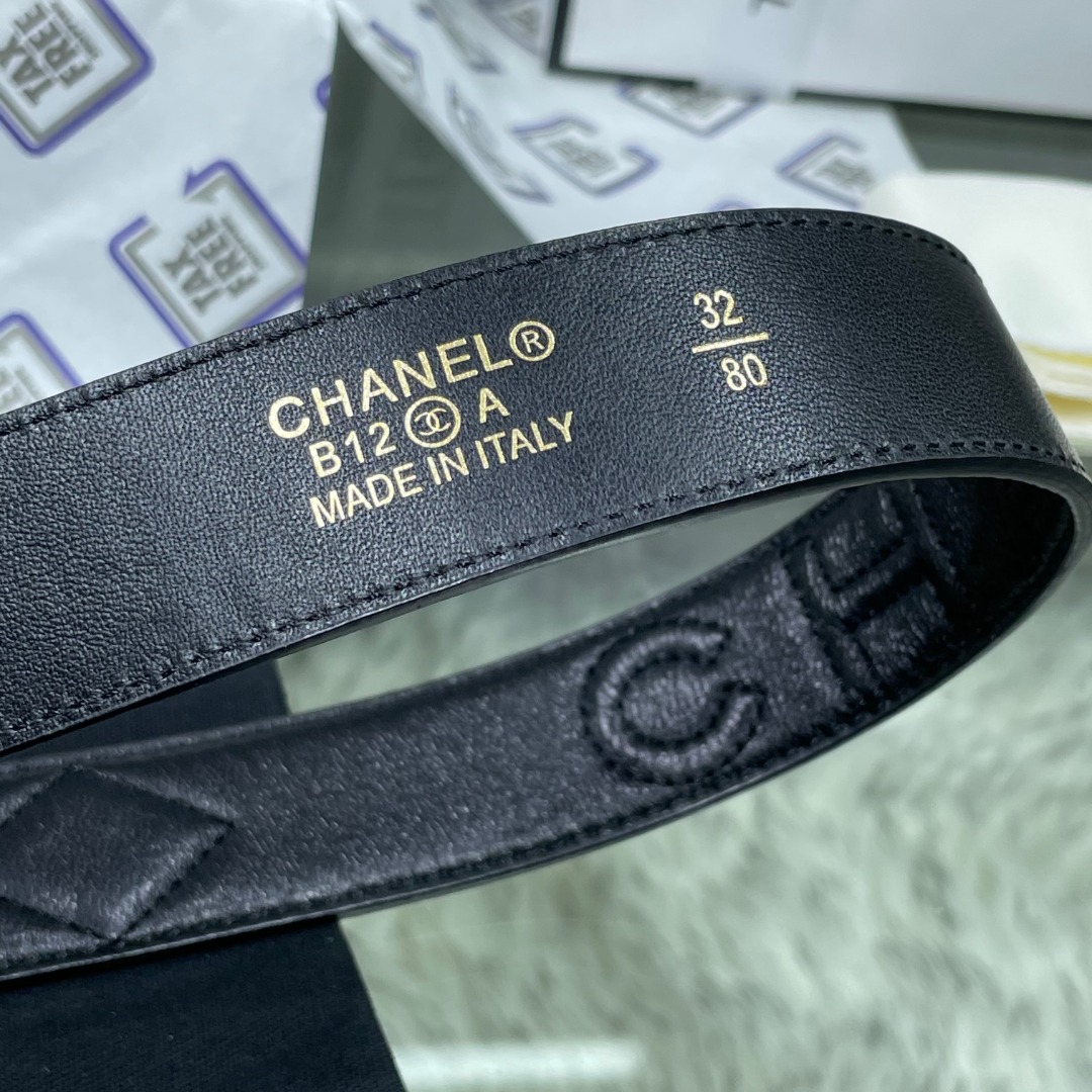 Ch**el Red Patent Leather CC Logo Belt