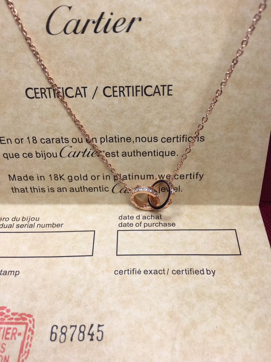 Ca*t1er Love Necklace Rose Gold