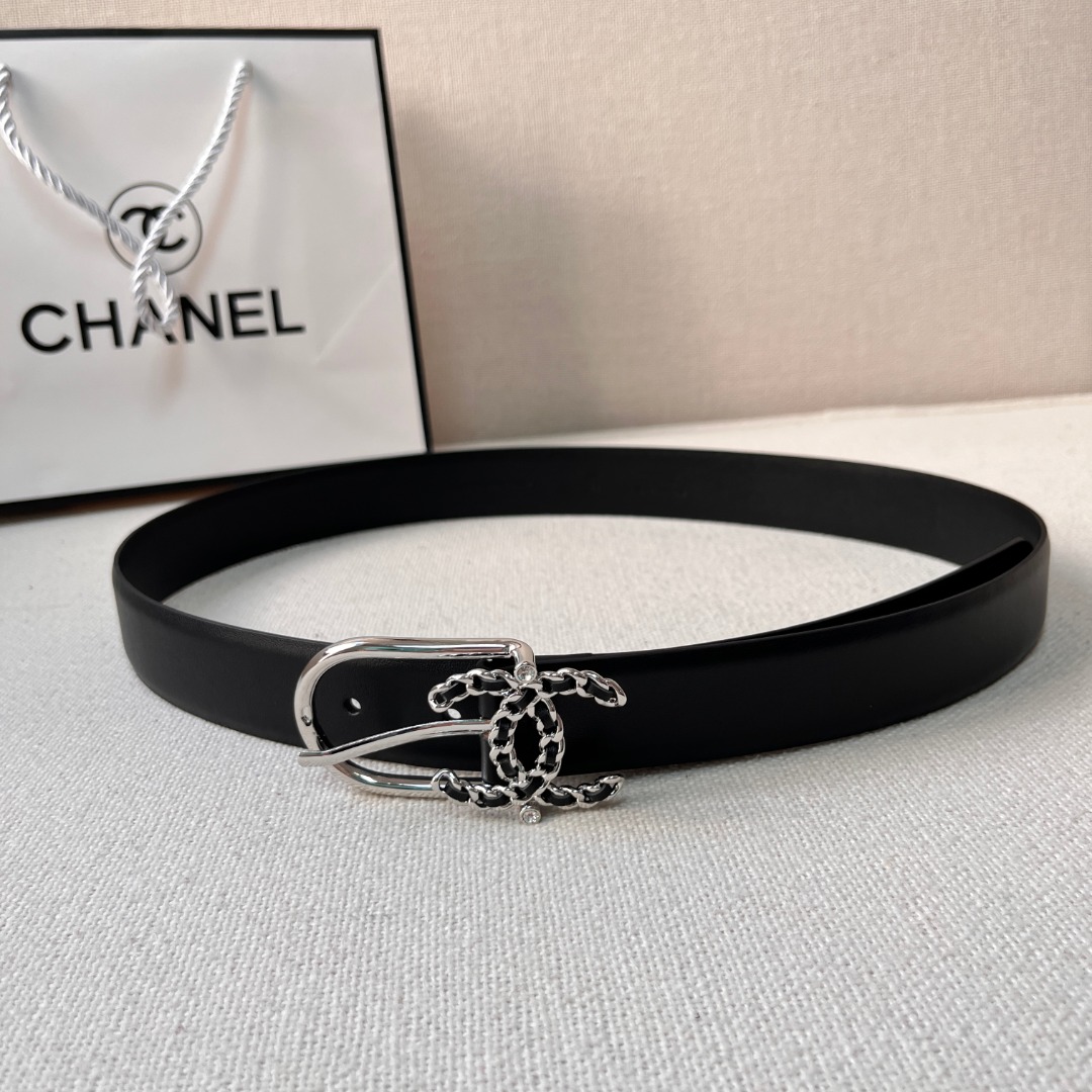 Ch**el casual style leather logo belts