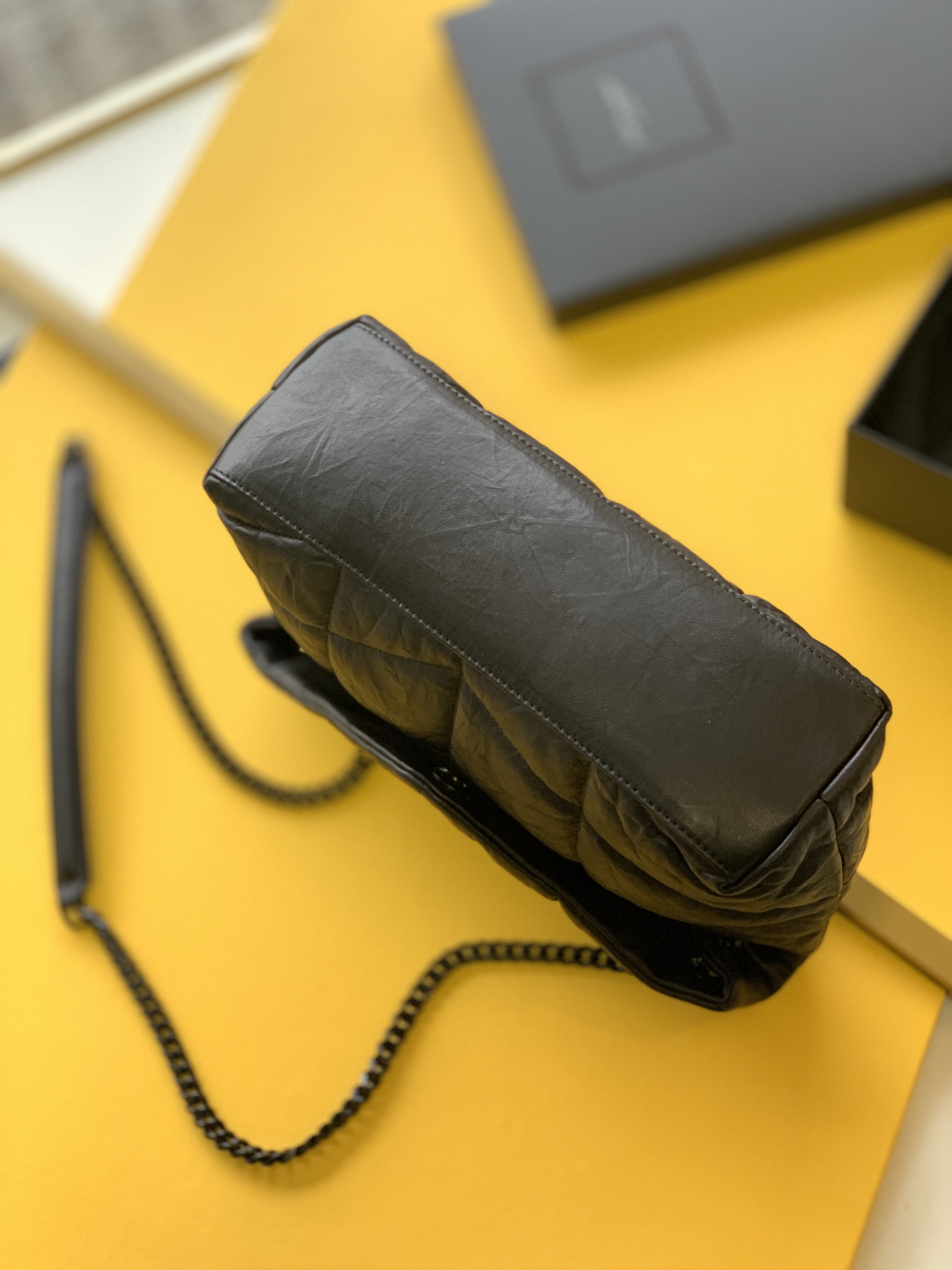 puffer medium chain bag in De*1m and smooth leather