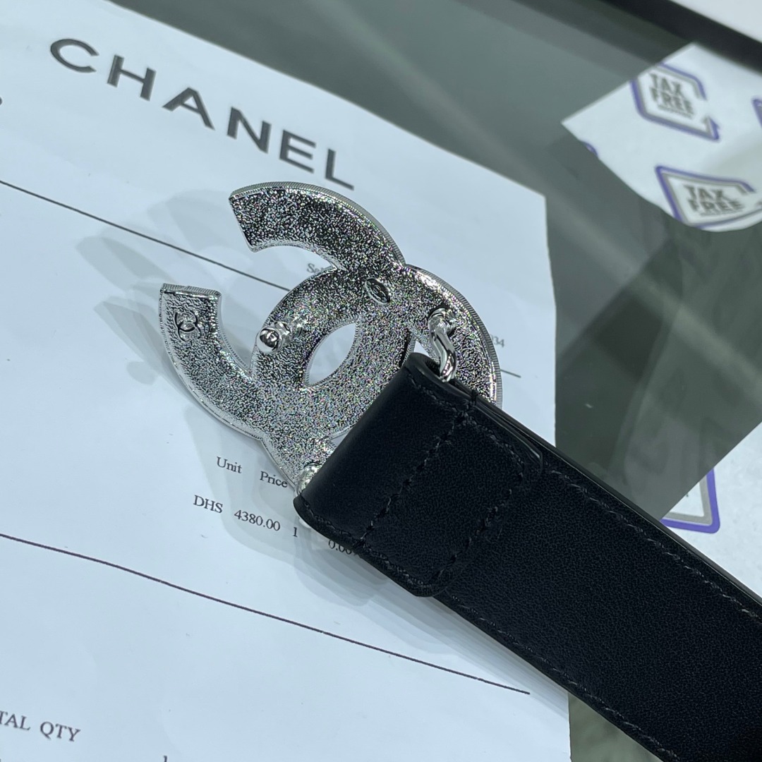 Ch**el Red Patent Leather CC Logo Belt