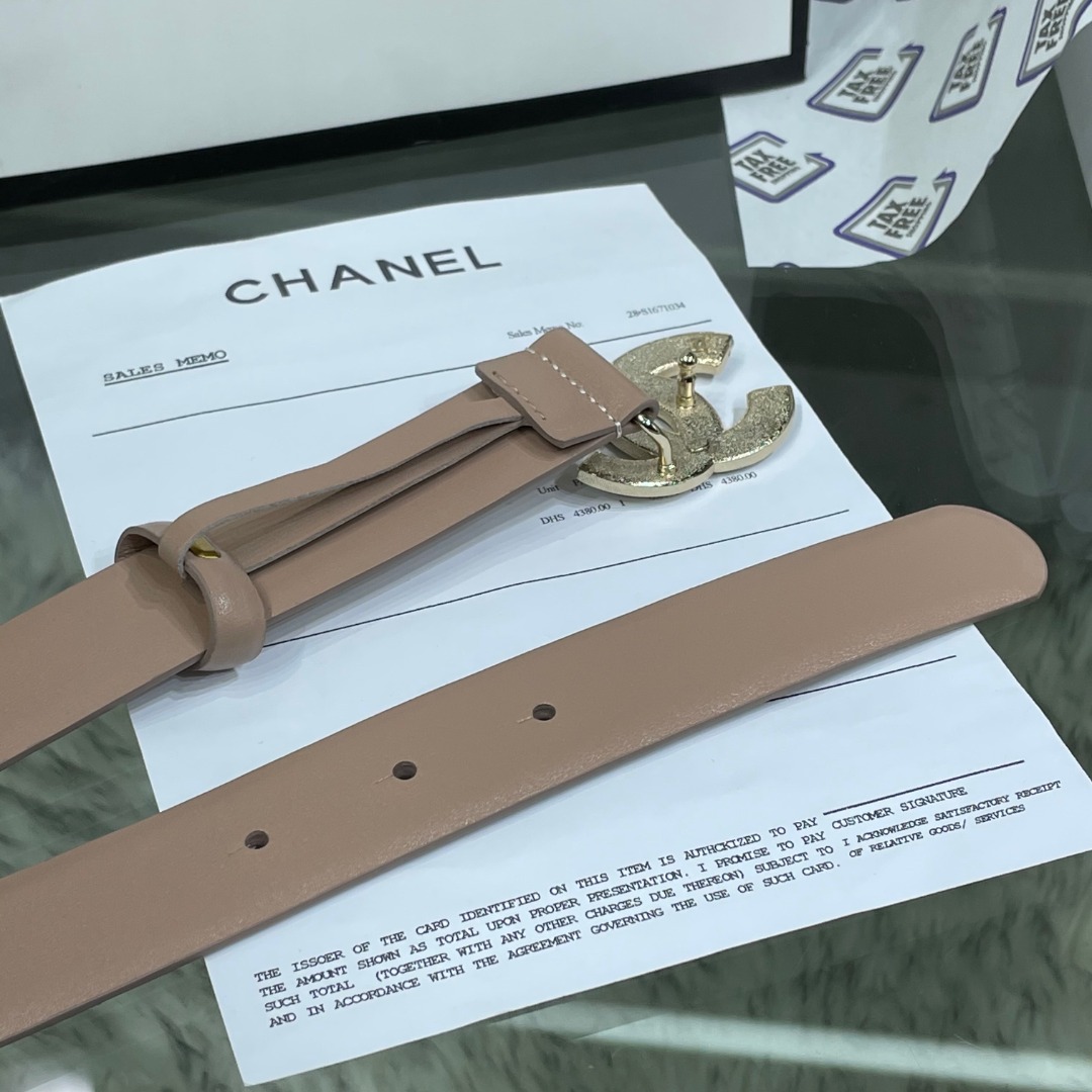 Ch**el Red Patent Leather CC Logo Belt