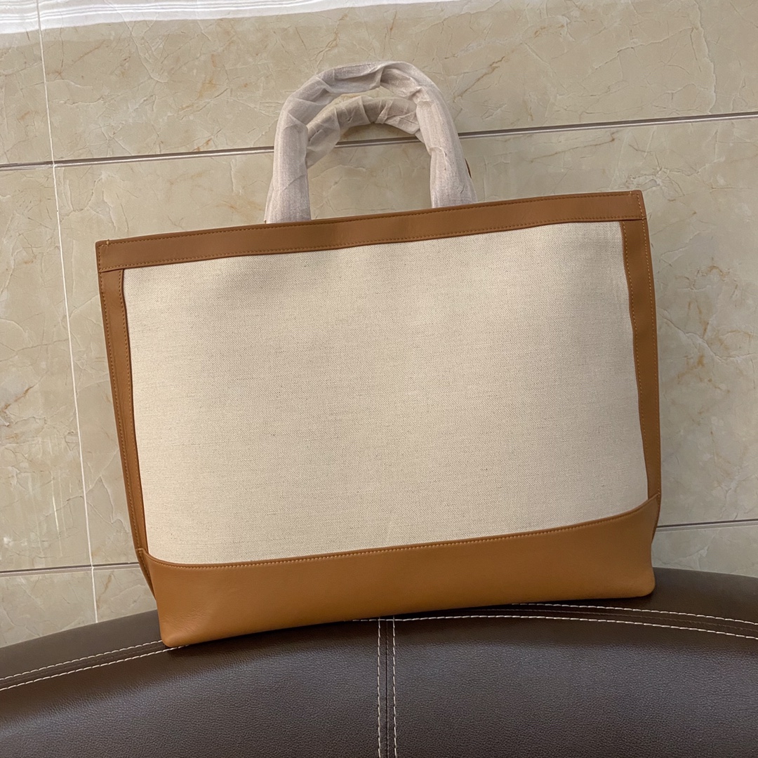 SHOPPING TAG IN CANVAS AND LEATHER