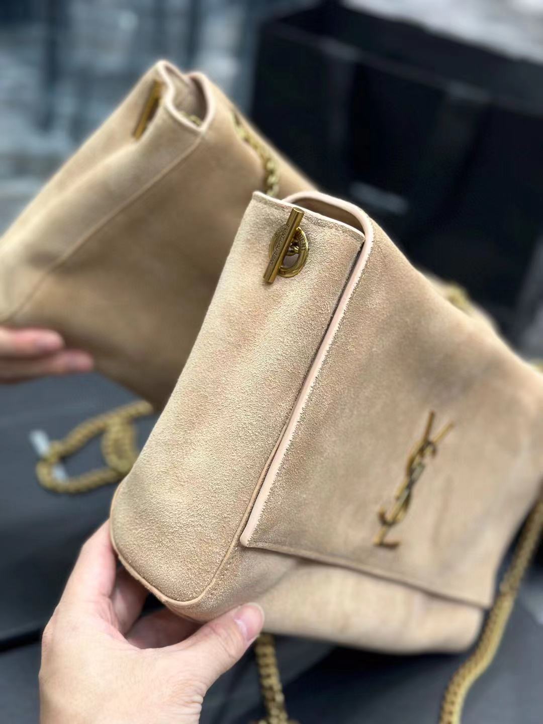 Sa1nt Lau*nt Kate reversible suede and leather shoulder bag