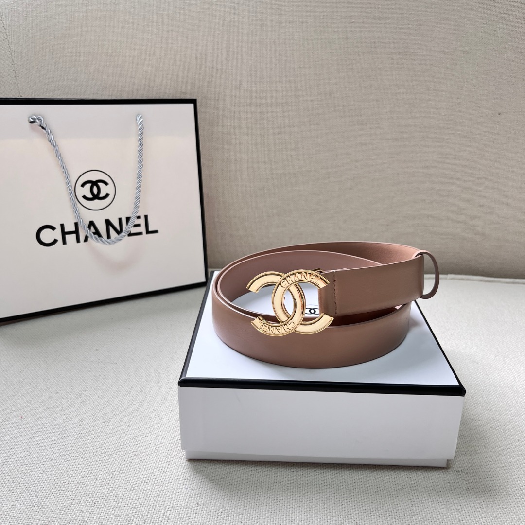 Ch**el CC logo leather belt