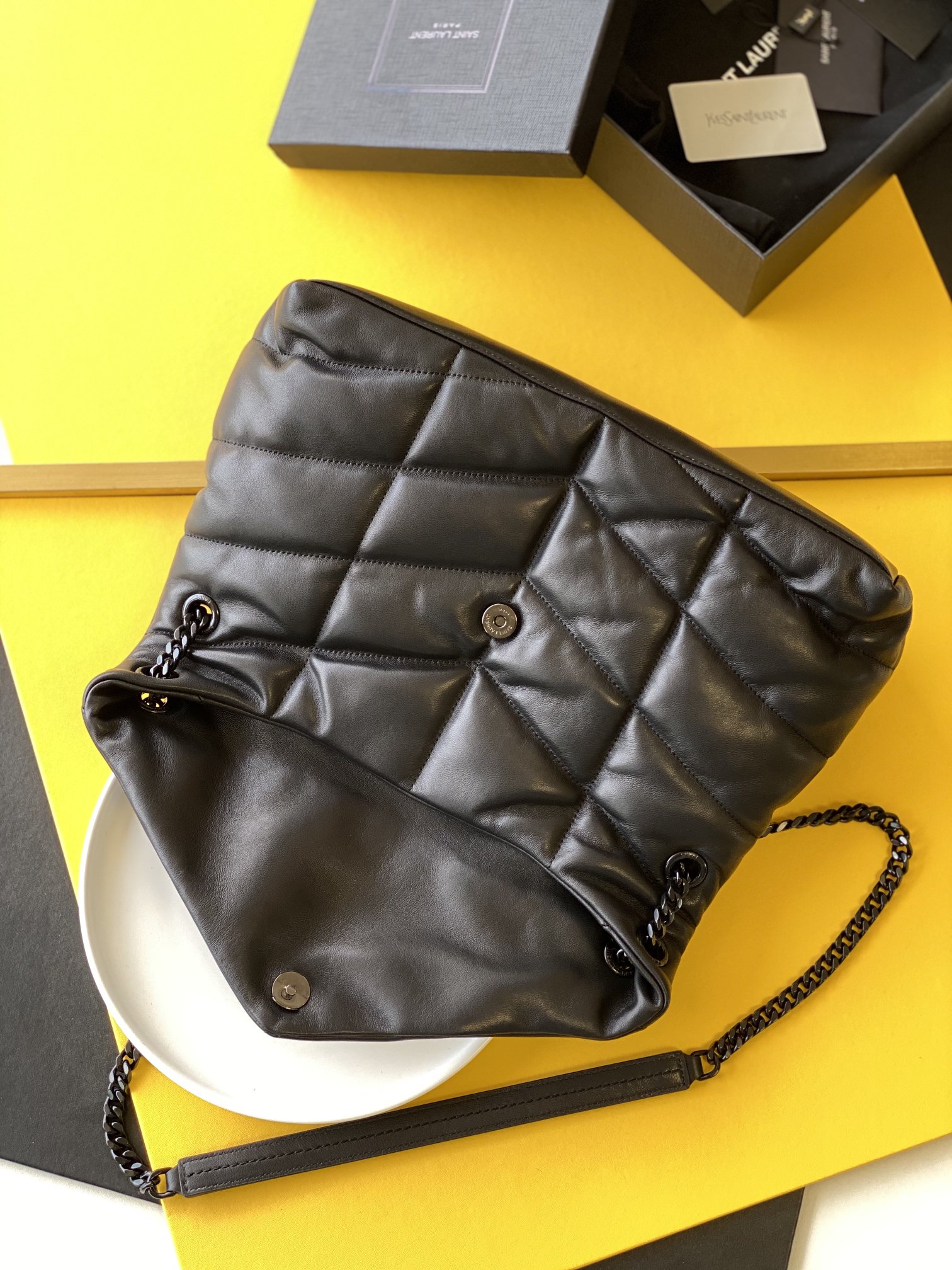 puffer medium chain bag in De*1m and smooth leather