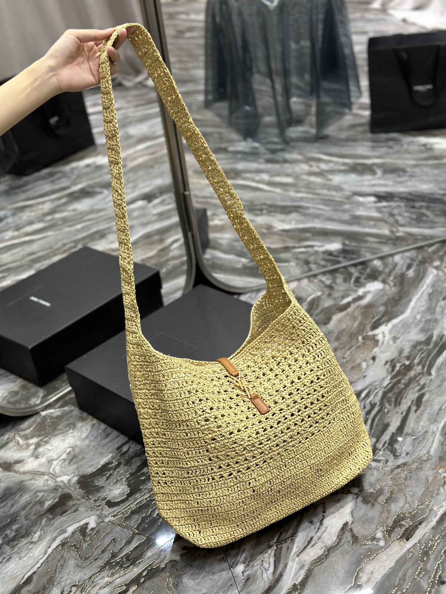 PARIS VII LARGE FLAT HOBO BAG