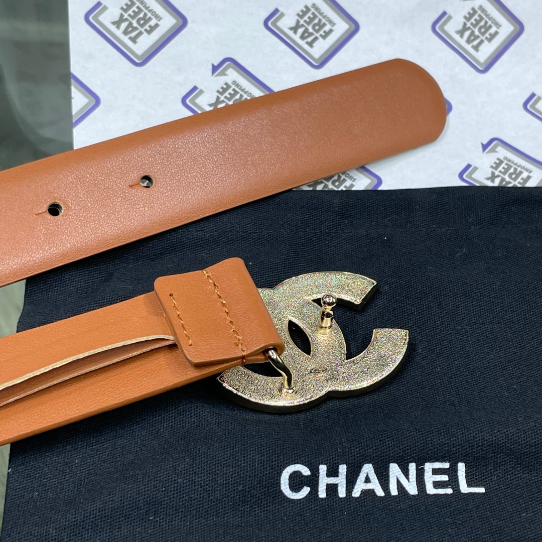 Ch**el Red Patent Leather CC Logo Belt