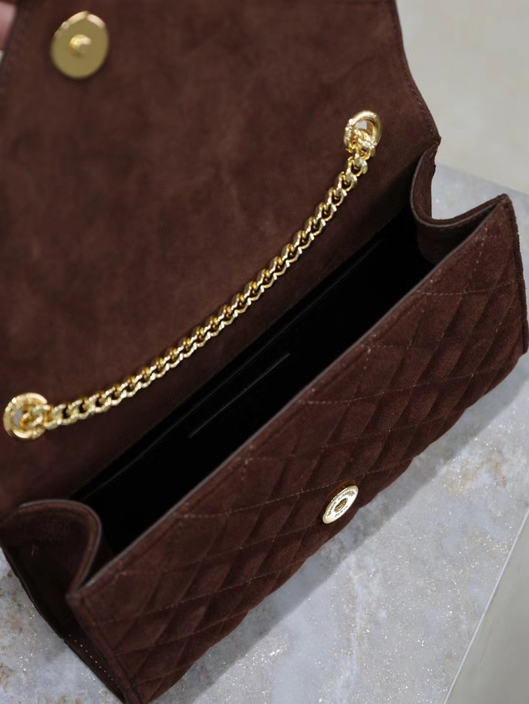 Sa1nt Lau*nt Envelope Triquilt Small Y51 Shoulder Bag in Suede
