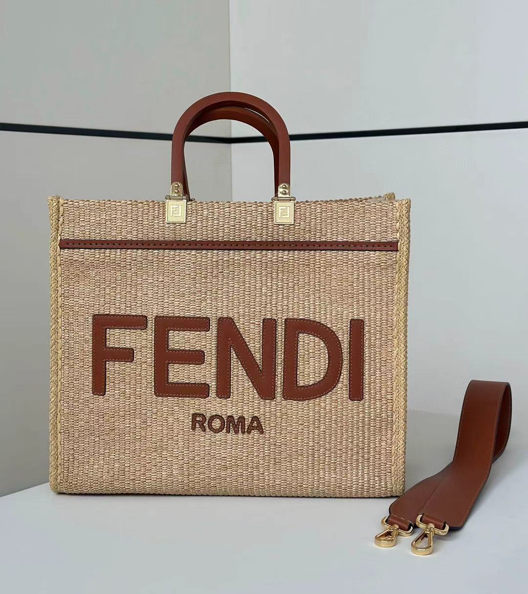 F**di Sunshine Raffia Tote