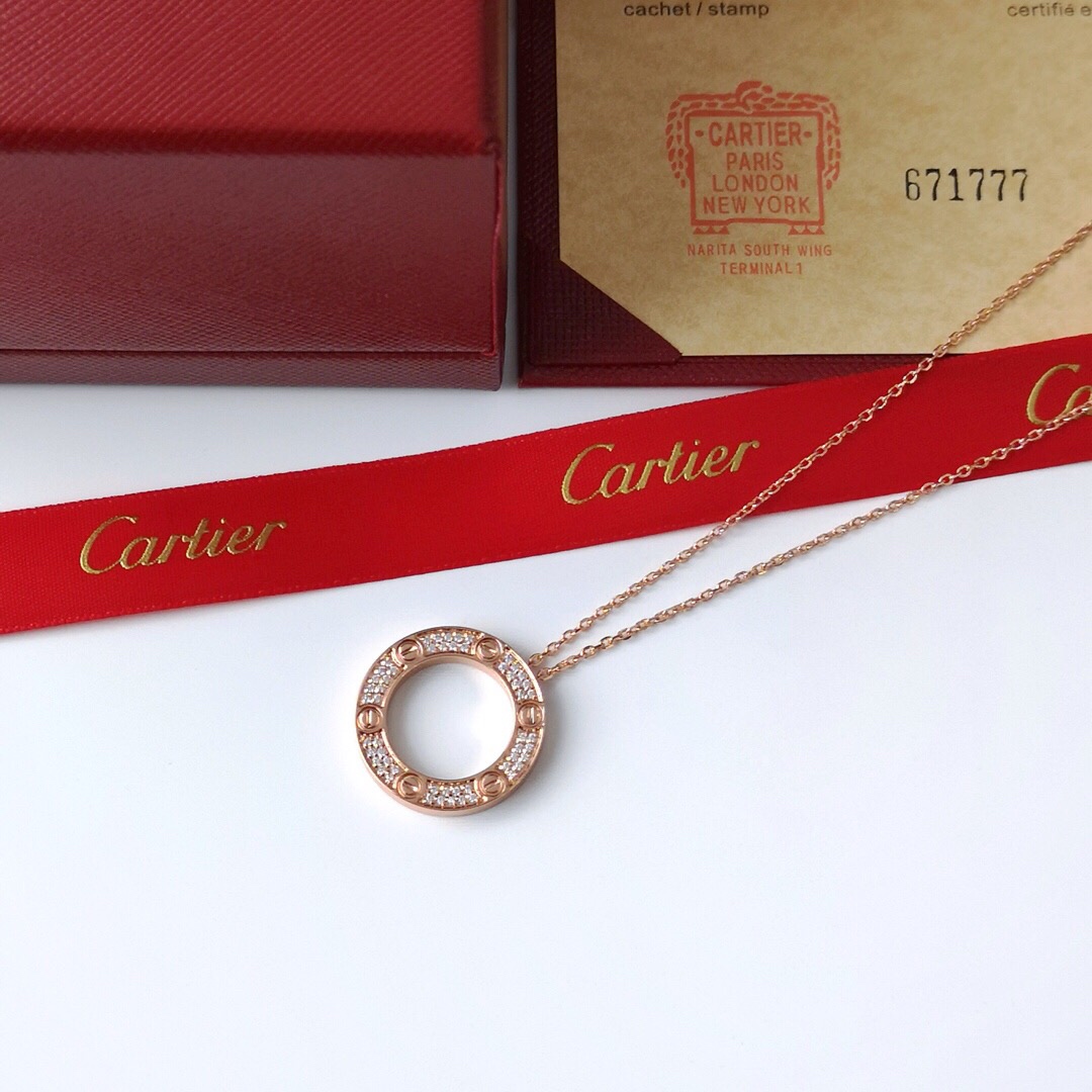 Ca*t1er Love Rose Gold D1am0nds Necklace