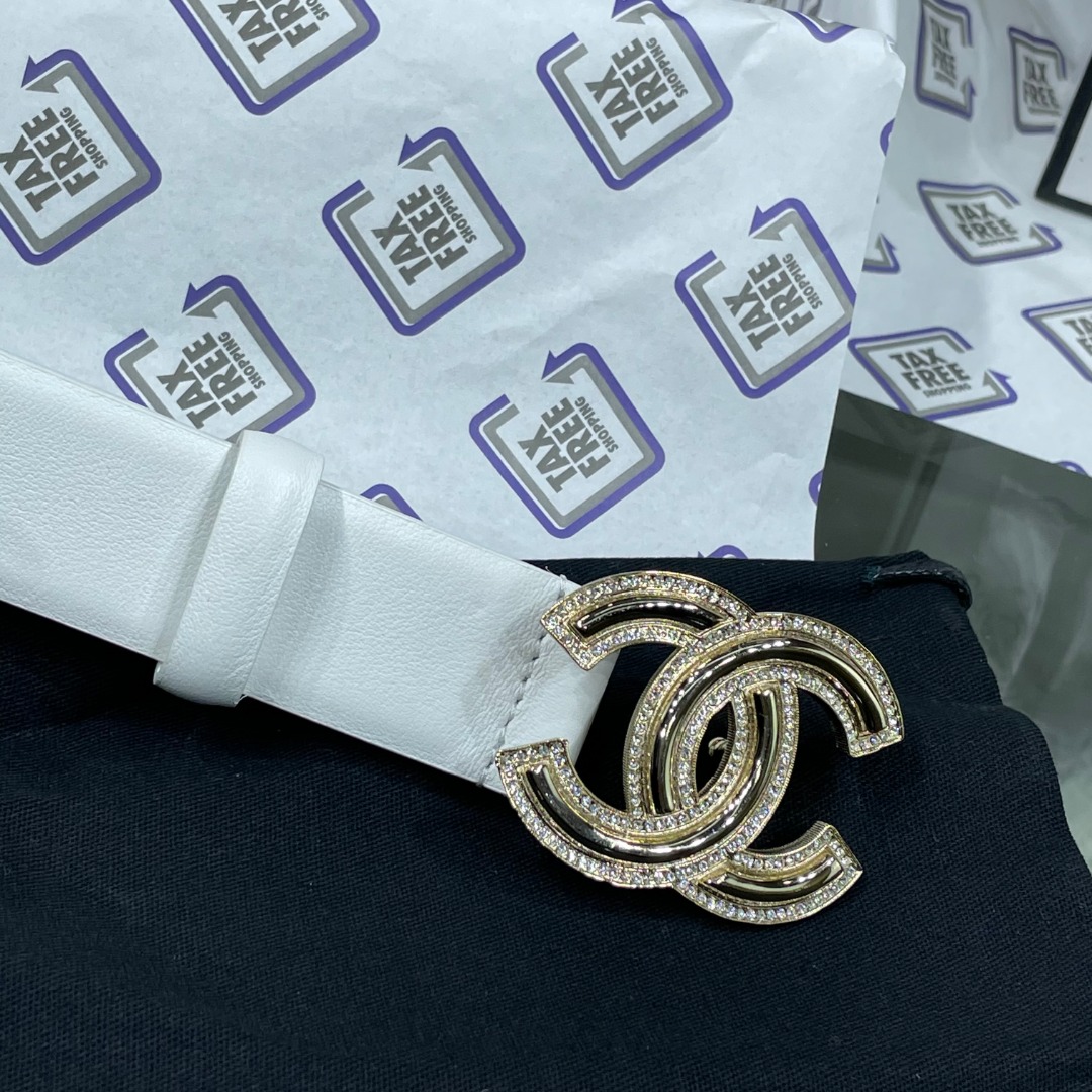 Ch**el Red Patent Leather CC Logo Belt