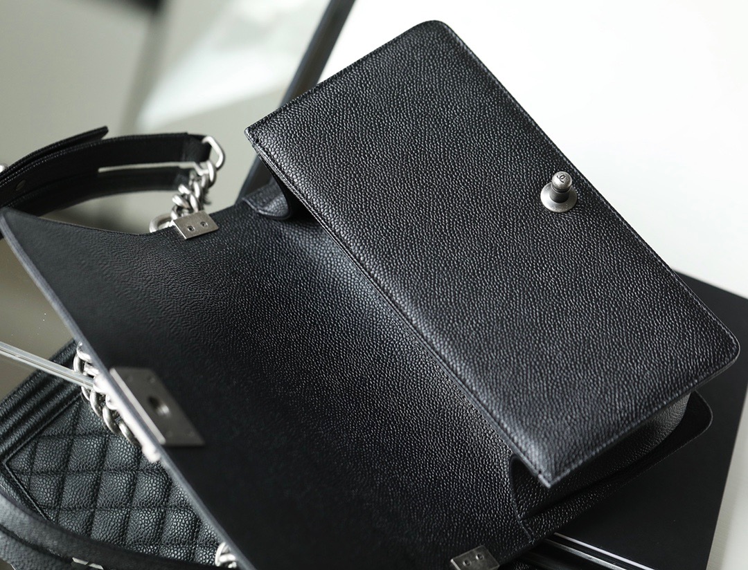 Ch**el Boy Sliver Hardware Caviar Cow Leather