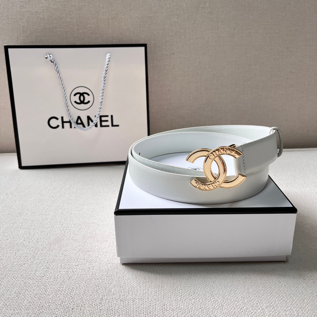 Ch**el CC logo leather belt