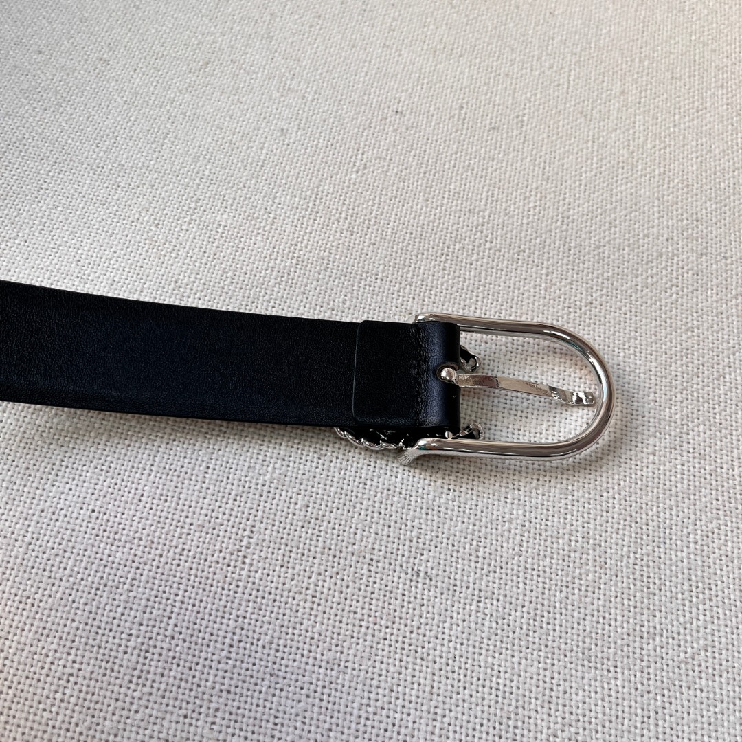 Ch**el casual style leather logo belts