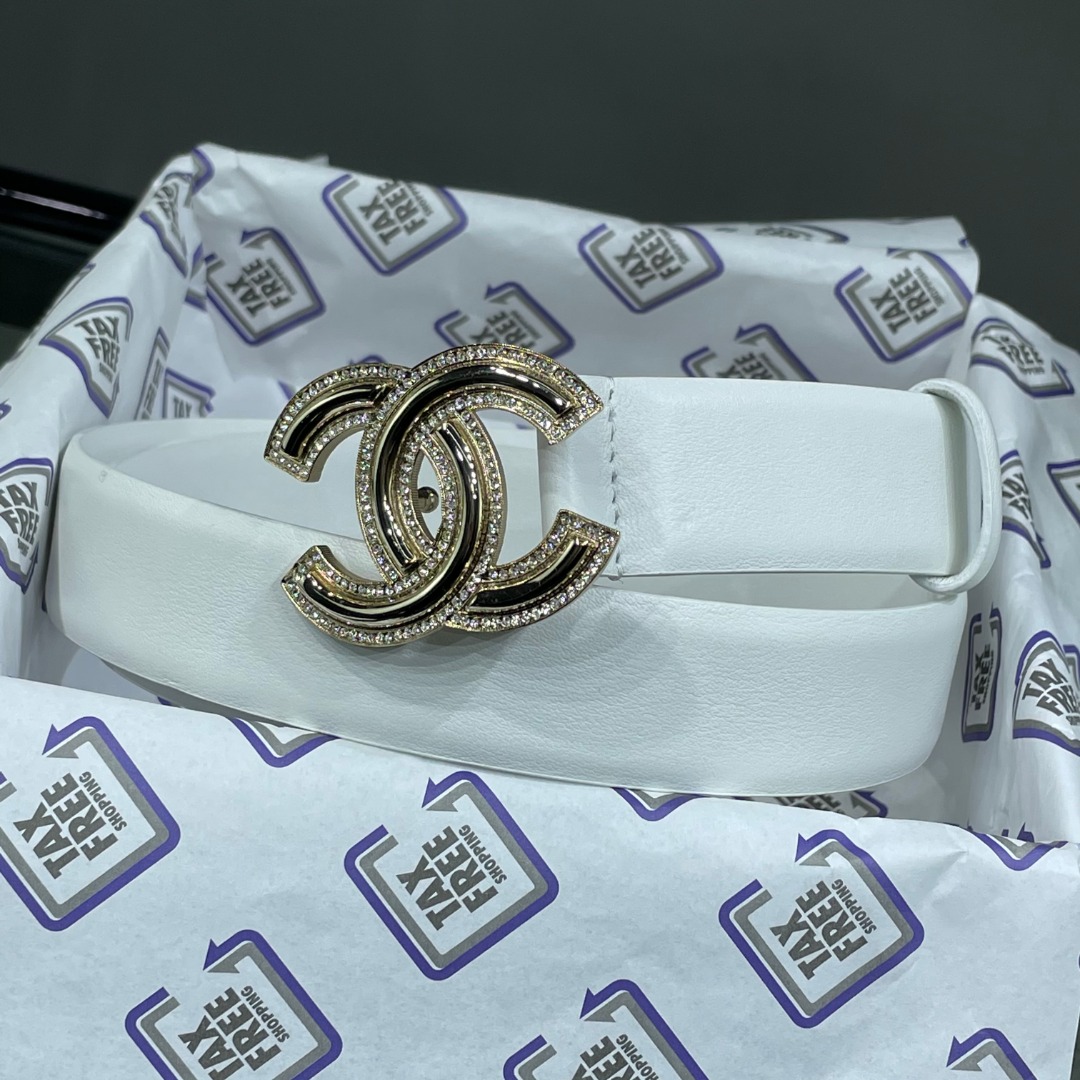 Ch**el Red Patent Leather CC Logo Belt