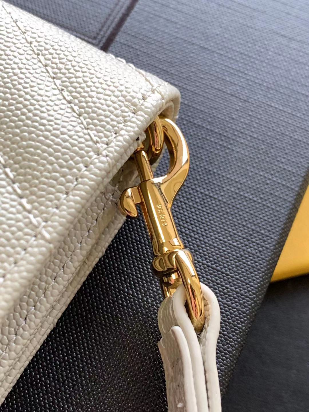 CASSANDRE Sa1nt Lau*nt MATELASSÉ FLAP POUCH IN QUILTED GRAIN DE POUDRE EMBOSSED LEATHER