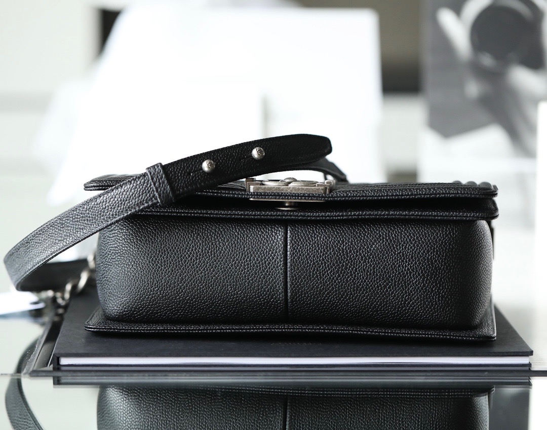 Ch**el Boy Sliver Hardware Caviar Cow Leather