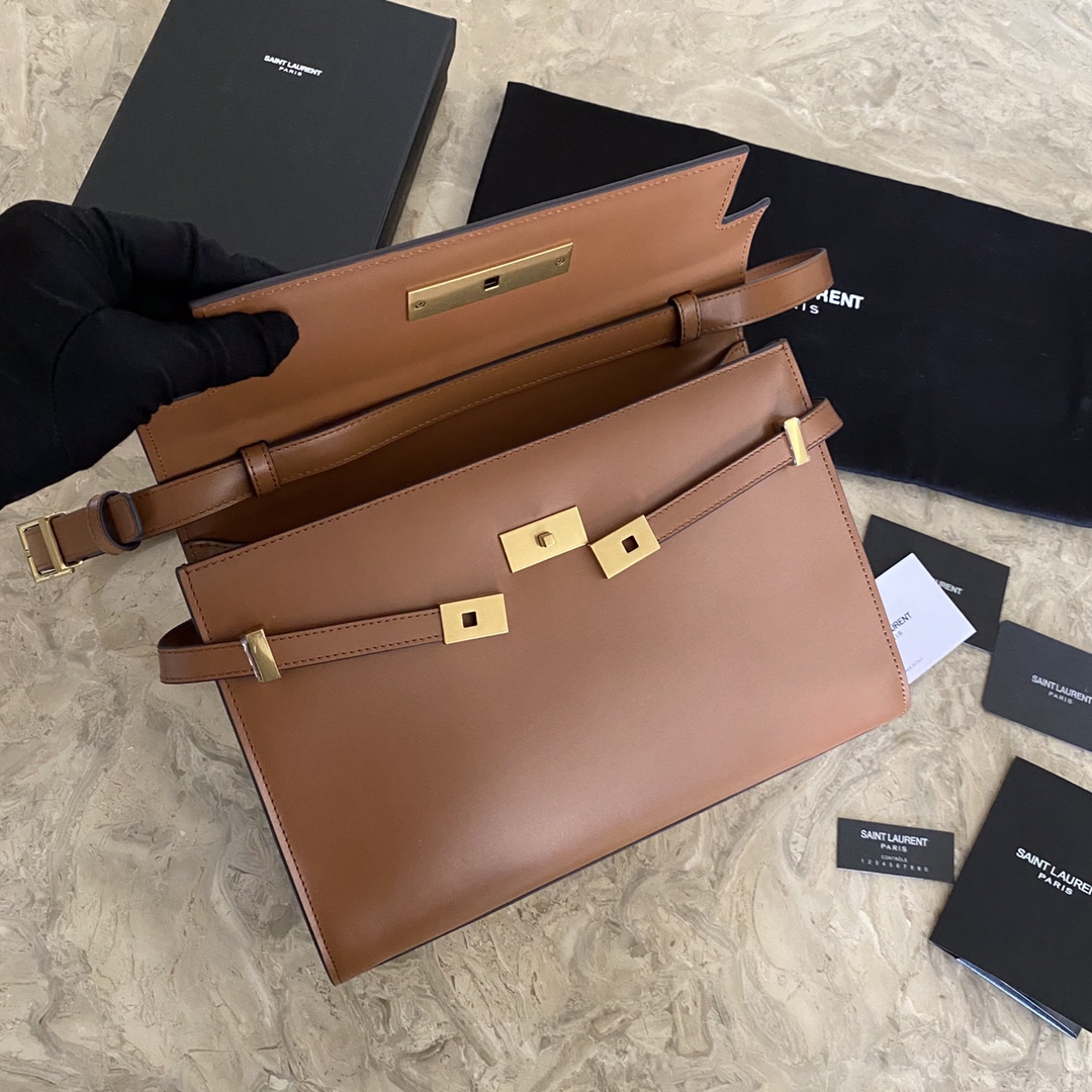 MANHATTAN MEDIUM SHOPPING BAG IN BOX Sa1nt Lau*nt LEATHER
