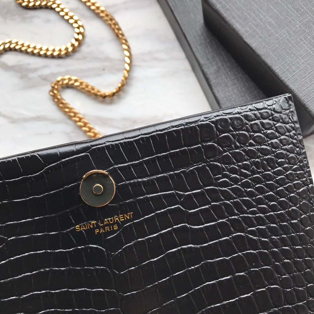 Yves Sa1nt Lau*nt ‘Medium Monogram Sunset’ Croc Embossed Leather
