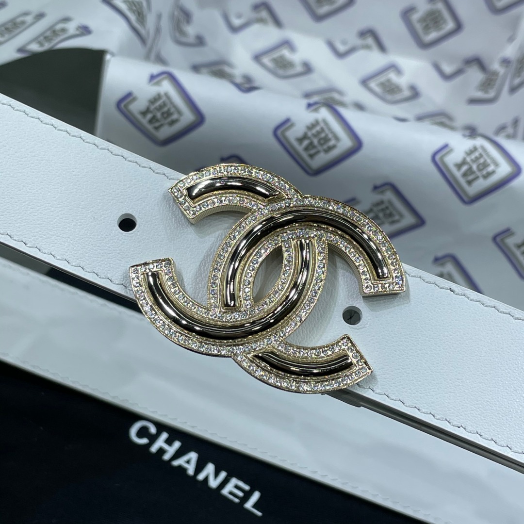 Ch**el Red Patent Leather CC Logo Belt