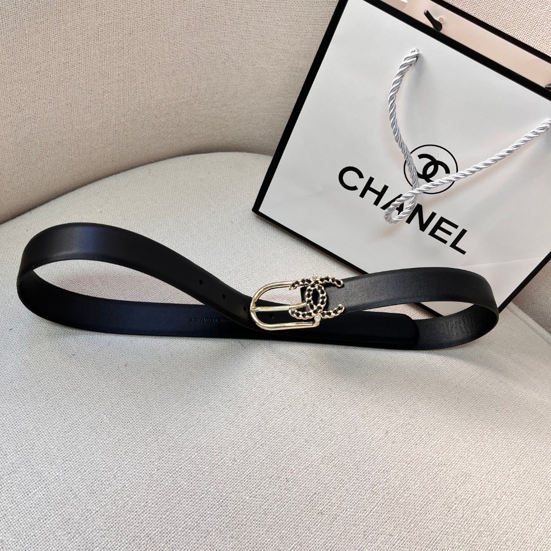 Ch**el casual style leather logo belts