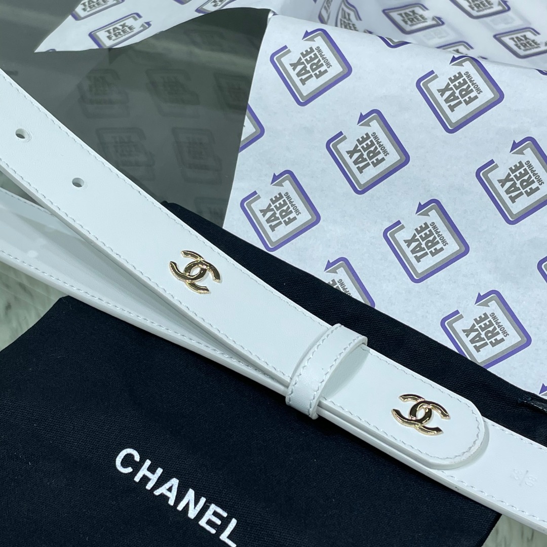 Ch**el Red Patent Leather CC Logo Belt