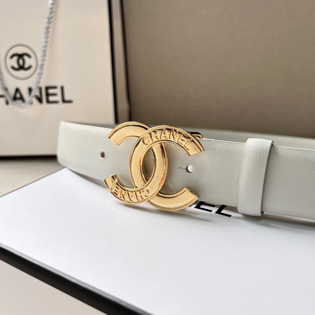 Ch**el CC logo leather belt