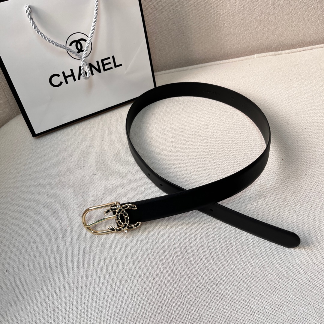 Ch**el casual style leather logo belts
