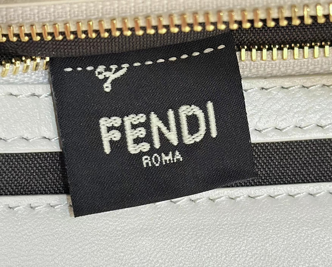 F**di Baguette White Leather Bag