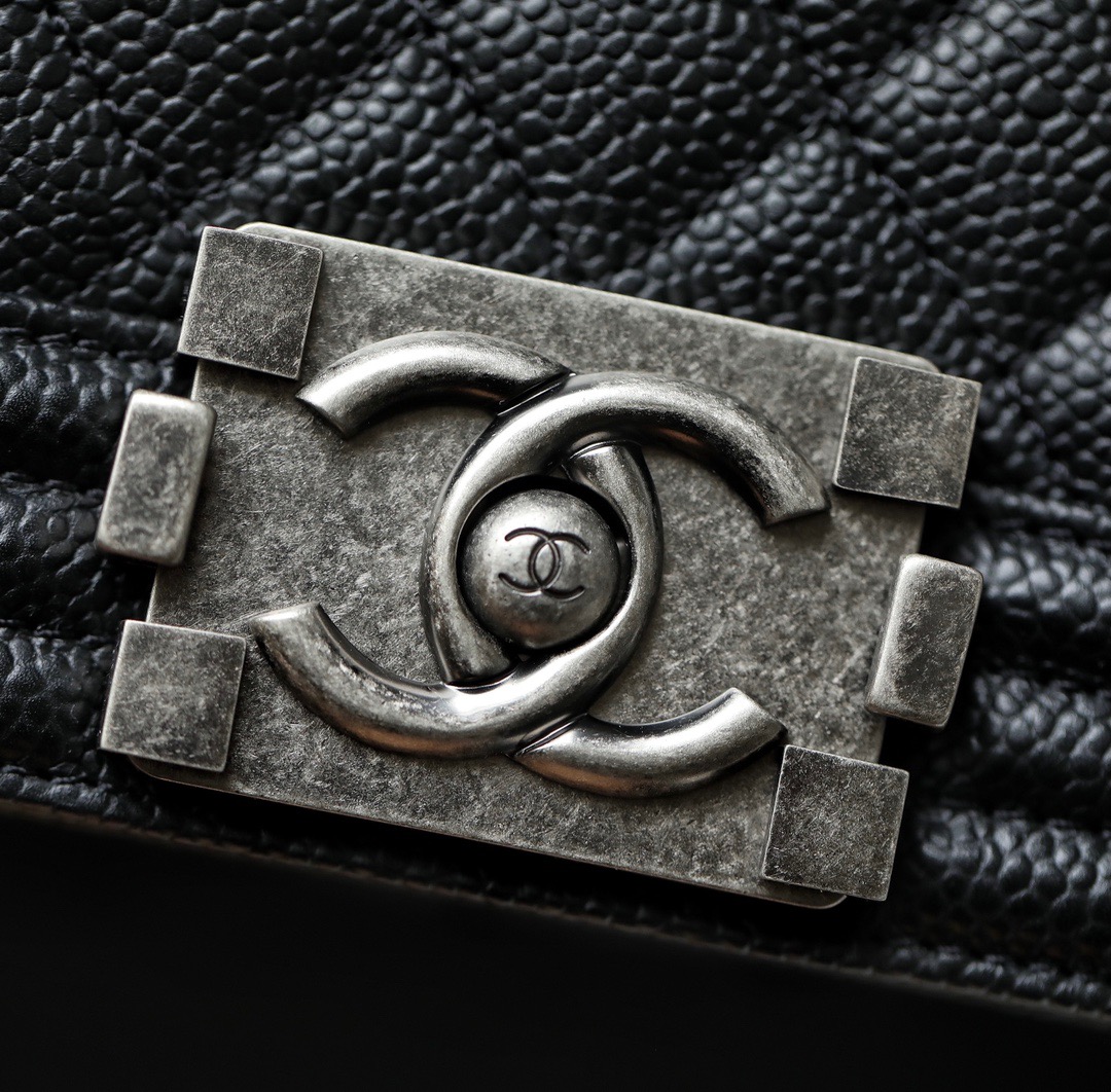 Ch**el Boy Sliver Hardware Caviar Cow Leather