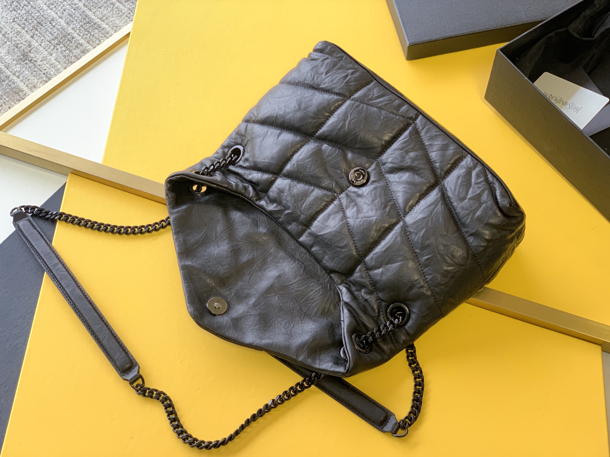 puffer medium chain bag in De*1m and smooth leather