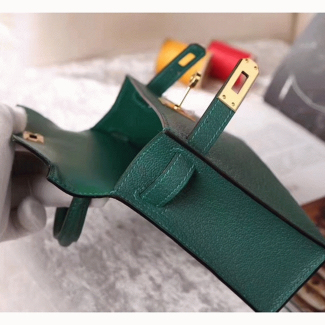 Malachite Chevre Replica Luxury H**me5 Kelly 20cm Bag