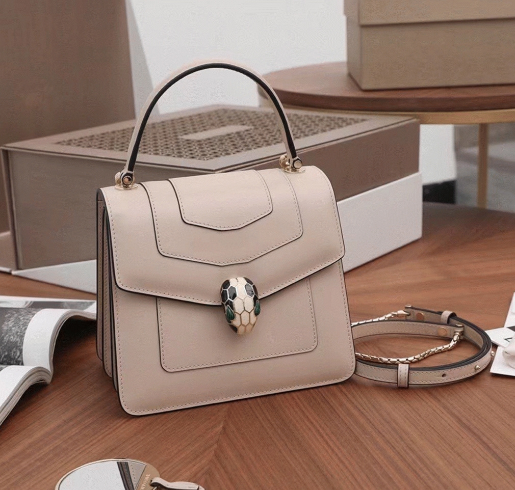 Fake Bv1g*ai Serpenti Forever Small Bag Beige Calfskin