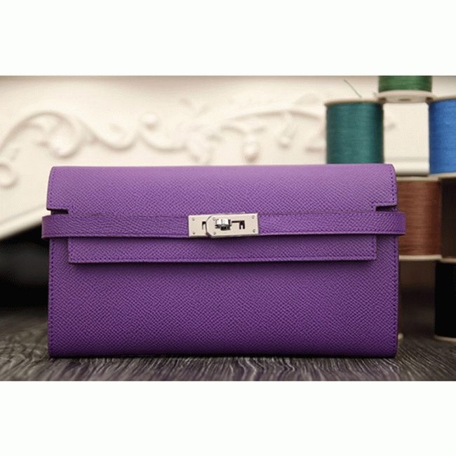 Purple replica H**me5 Kelly Longue wallet