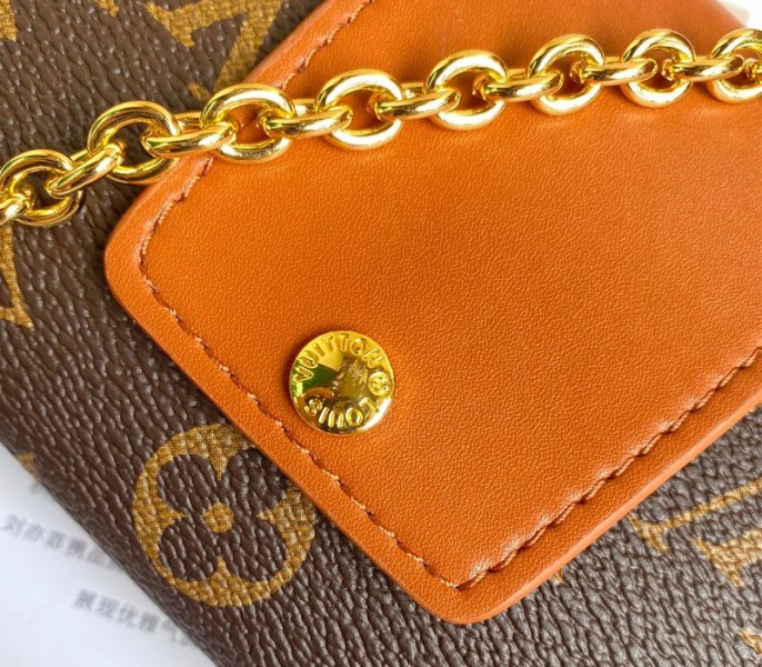 L0vis Vvtt0n Monogram Canvas Padlock On Strap Bag In Caramel