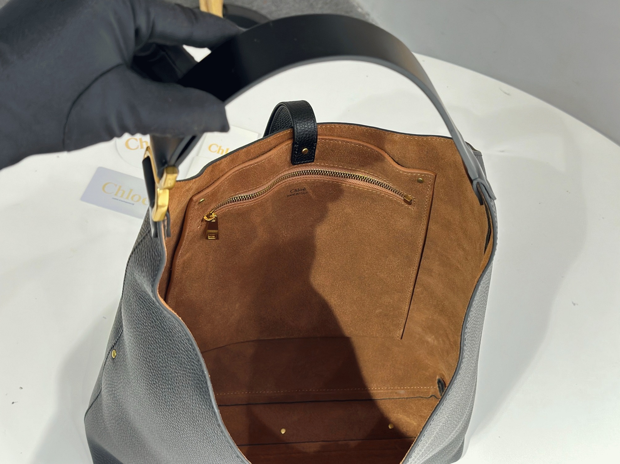 top quality knockoff previous previous Ch10e marcie hobo bag in black grained leather