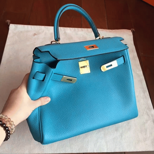 Turquoise Clemence Imitation H**me5 Kelly Retourne 28cm Colorful Bag