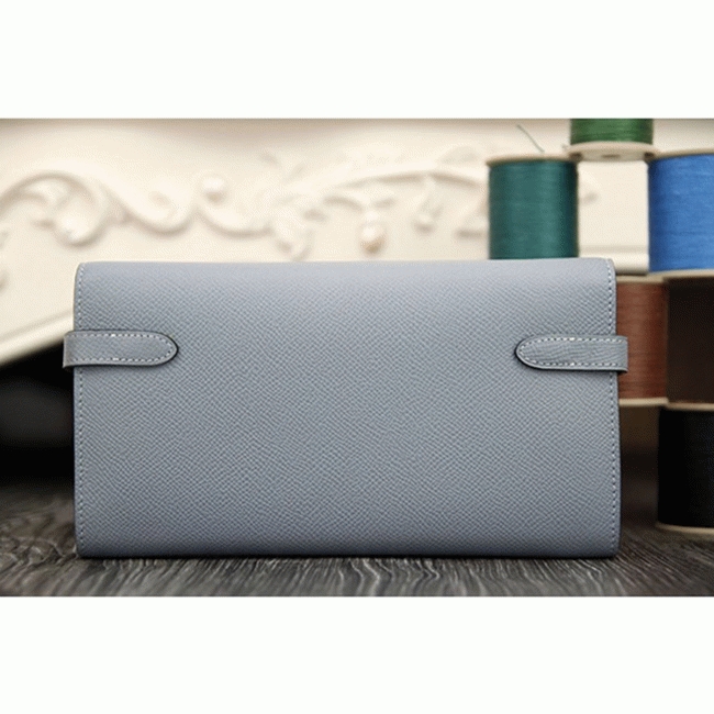 Blue lin knockoff H**me5 Kelly Longue wallet