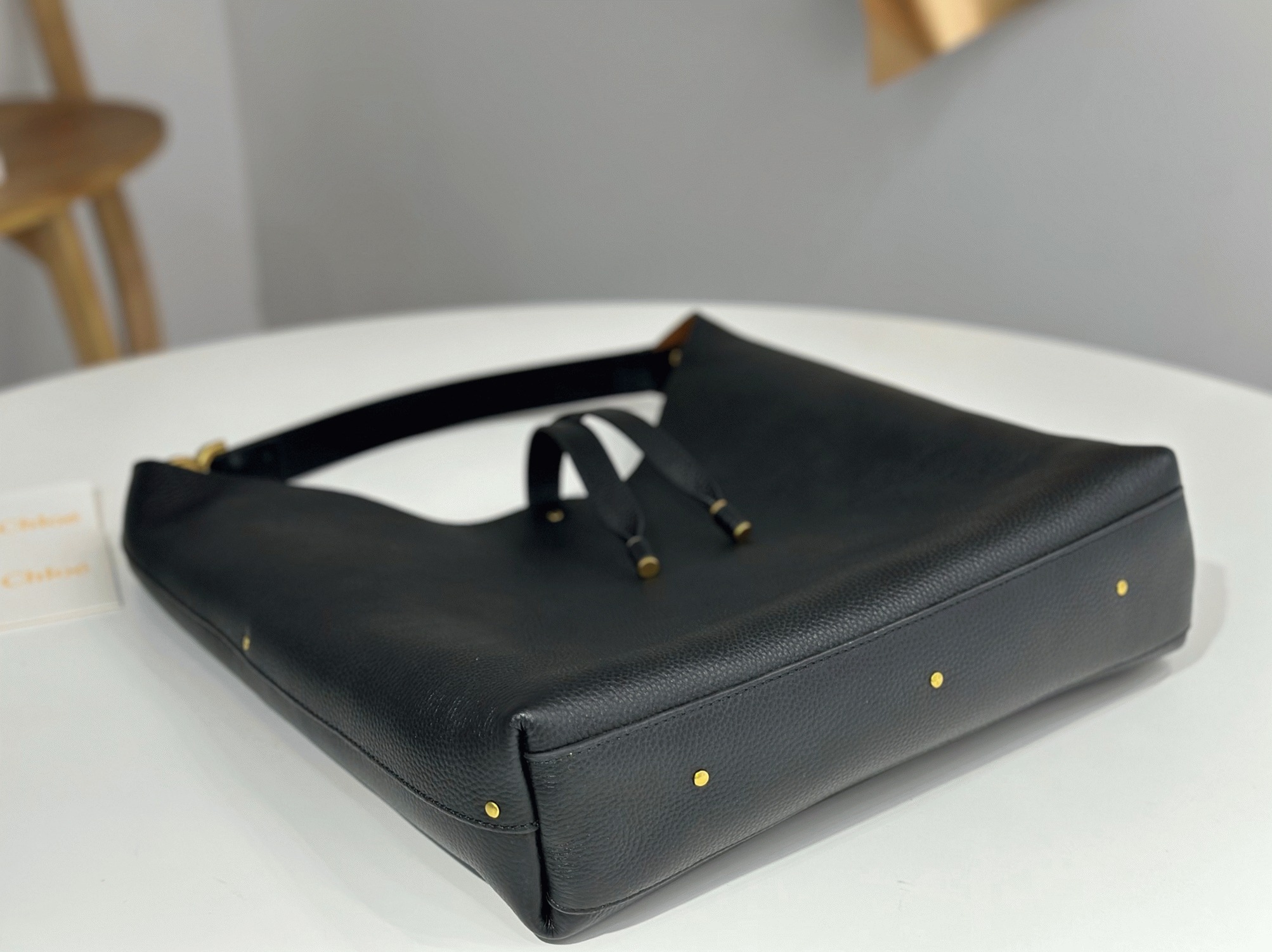 top quality knockoff previous previous Ch10e marcie hobo bag in black grained leather
