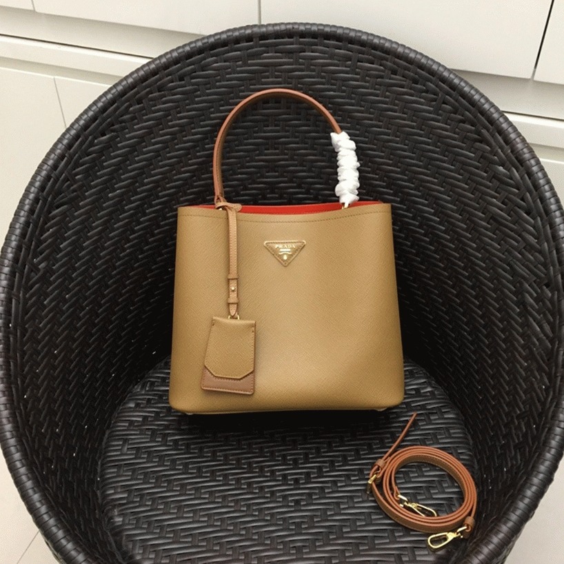 Brown Pra*a Large Panier Bag Replica