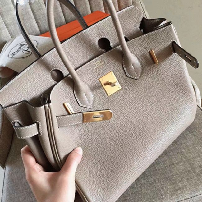 Grey High Quality Fake H**me5 Birkin 30cm Purse