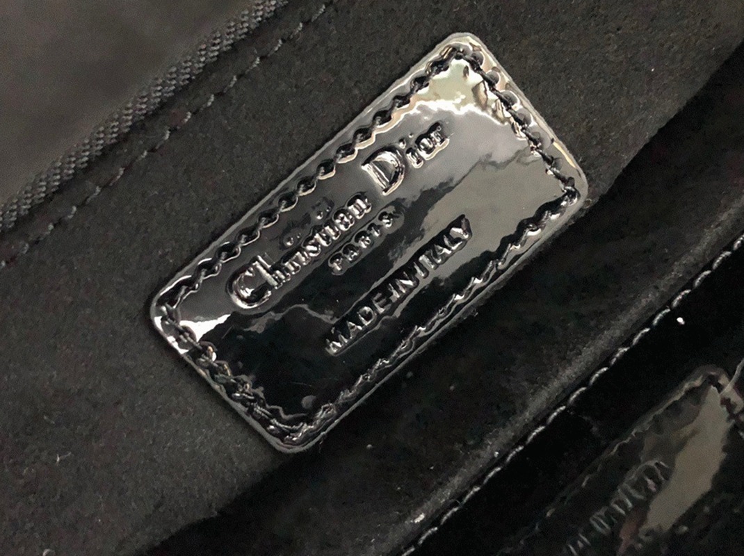 D10r Small Lady D10r Bag Knockoff in Black Patent Cannage Calfskin