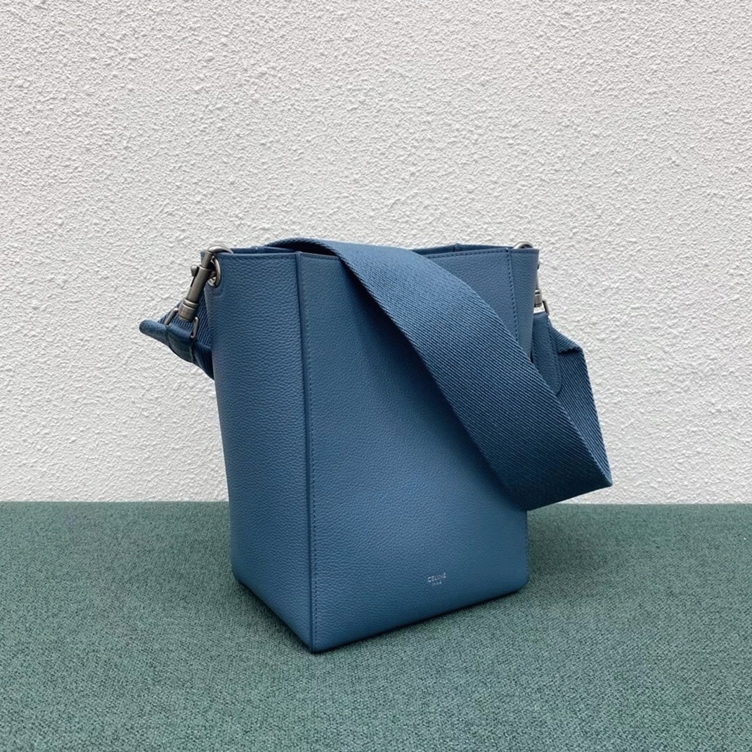 Top Quality Knockoff Ce1i*e Sangle Small Bucket Bag In Slate Blue Calfskin