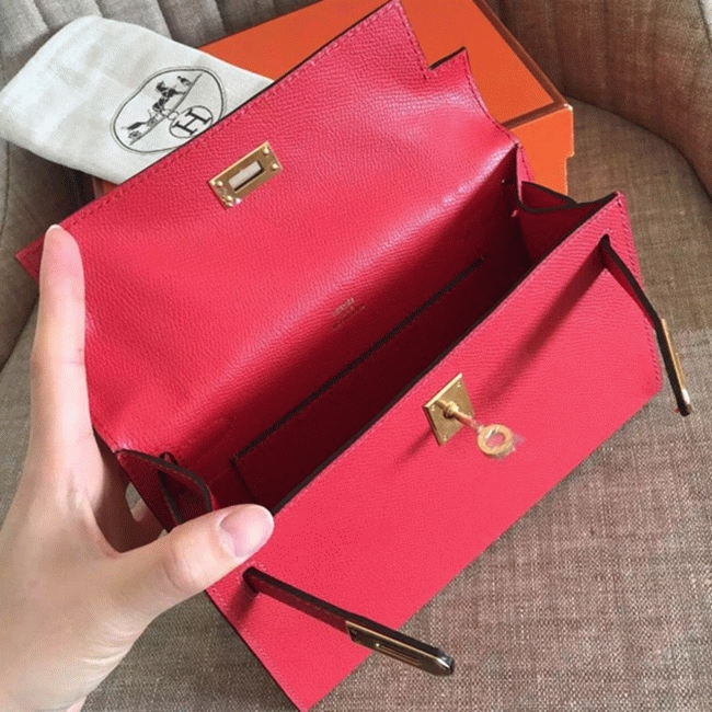 H**me5 Red Epsom Fake Designer Kelly Pochette Classic Purse