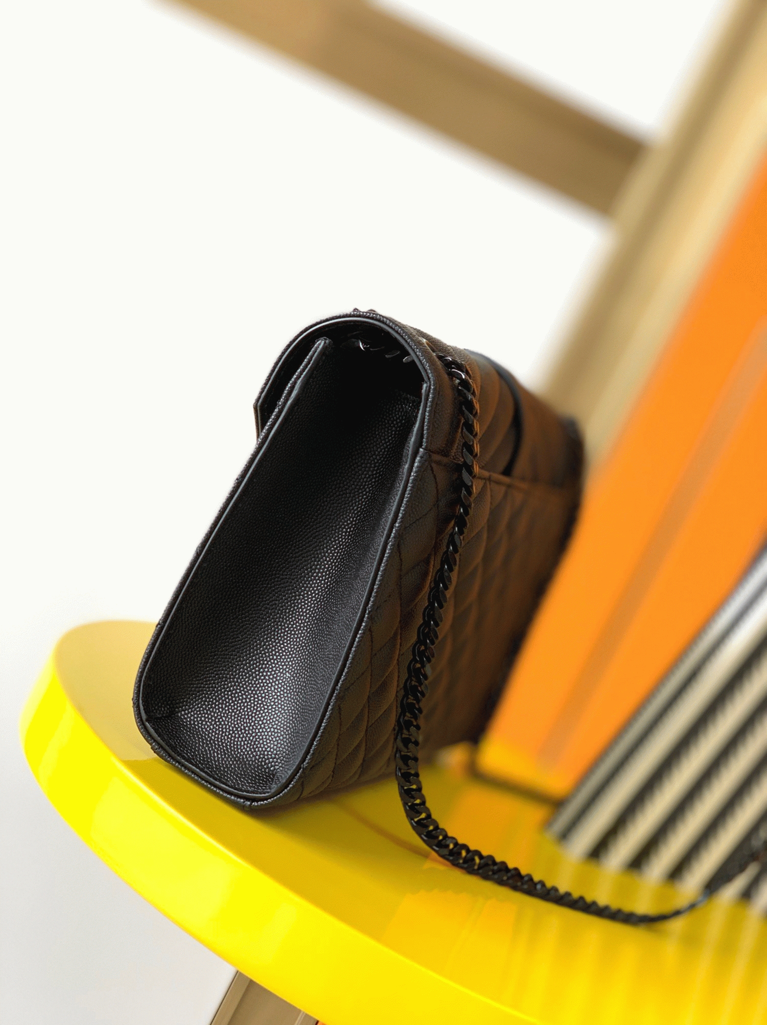 Replica Sa1nt Lau*nt Envelope Meidum Black Bag with Black Hardware