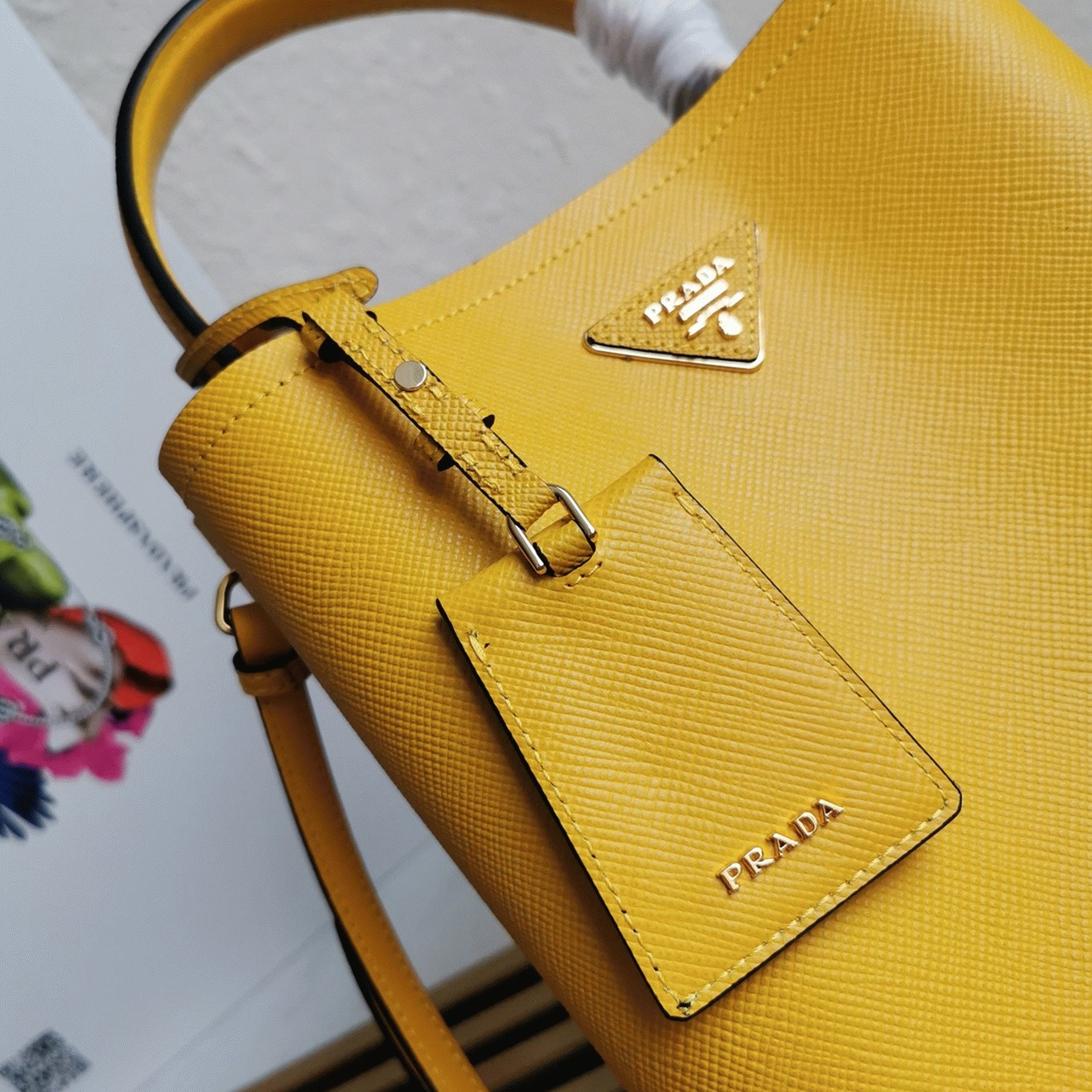 Yellow Pra*a Medium Panier Bag Fake