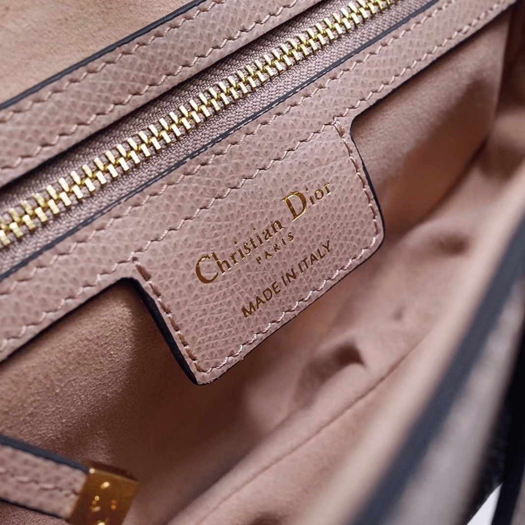 D10r Saddle Bag Fake in Blush Grained Calfskin