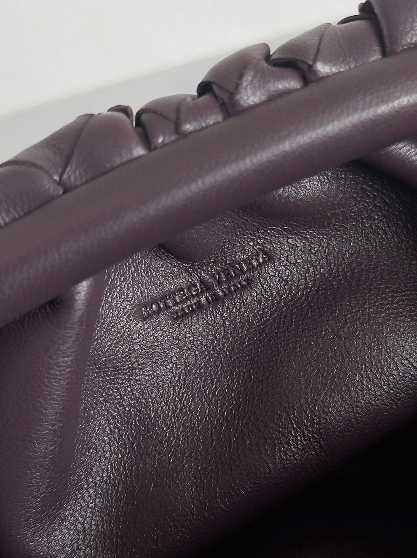 Knockoff B0tt*ga Ven*ta Mini Pouch with Strap Grape
